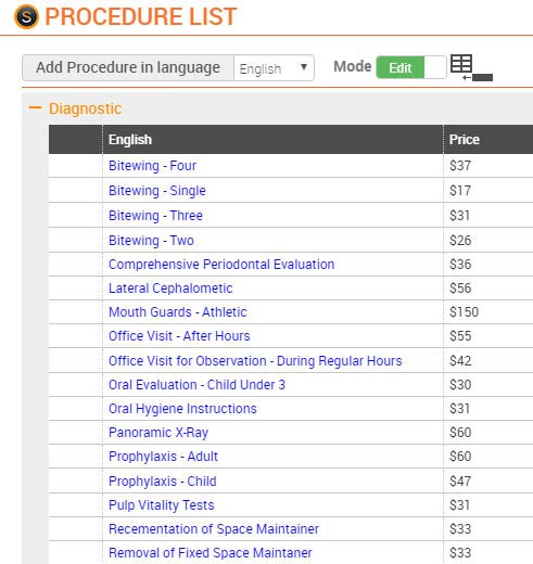 smilestream_procedure_list_for_office_pricing